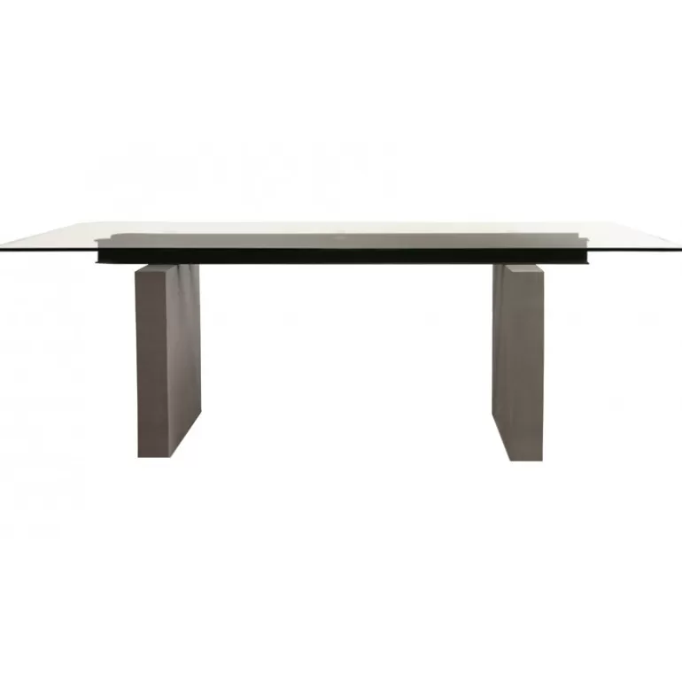 Table à manger rectangulaire verre avec pieds effet béton - Metropolis 220x90<Meubles Moss Online