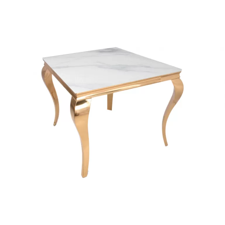 Table de salle à manger dorée effet marbre baroque carrée - Betty 110x110<Meubles Moss Cheap