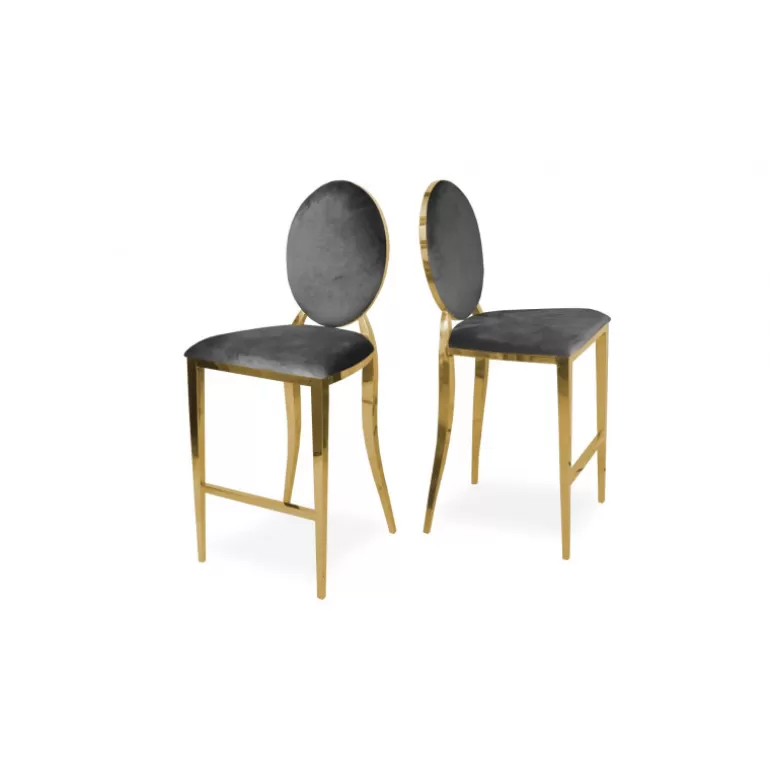 Tabouret de cuisine style baroque - Palmyr Velours Doré 65cm<Meubles Moss Best Sale